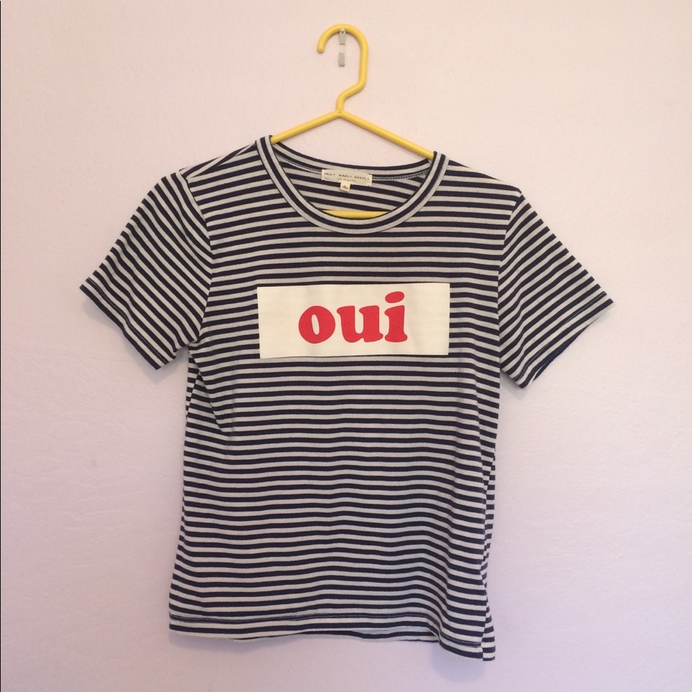 “Oui” striped tee